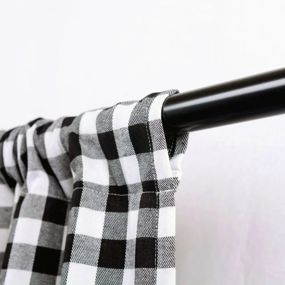Woven Trends Farmhouse Curtains, Buffalo Plaid Curtain Shades, Gathered Swag